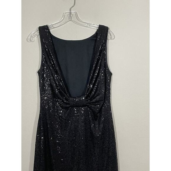 INC Medium Women’s Pin Up Black Sequin Low Back Dress Bow Retro Pin Up Shift - Picture 3 of 6